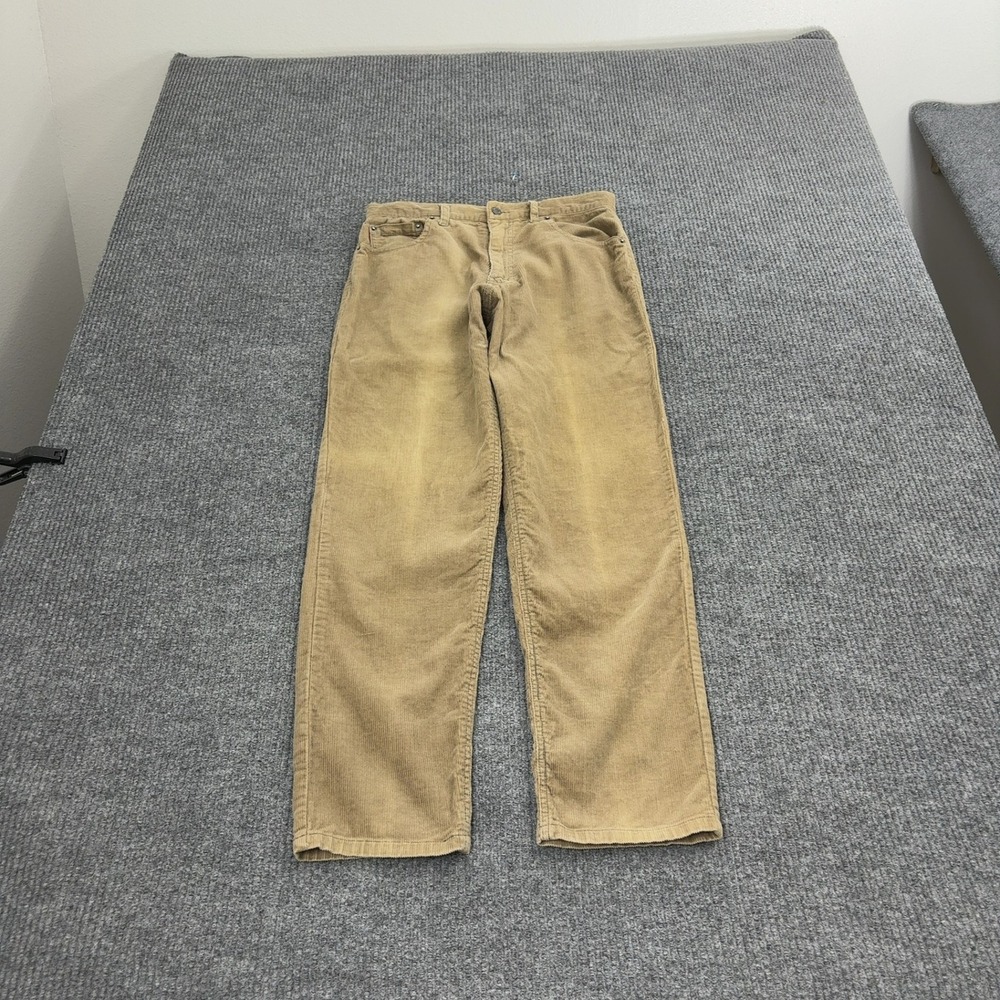 Vintage Bugle Boy Pants Mens 30W Tan Cotton Corduroy Straight Leg Casual 90s